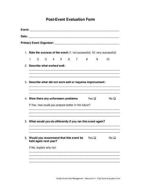 post event evaluation form template